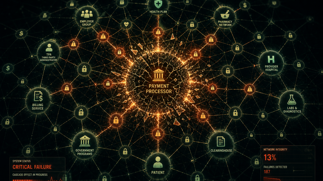 Visualización de interdependencia sistémica y fallo en cadena en una red digital