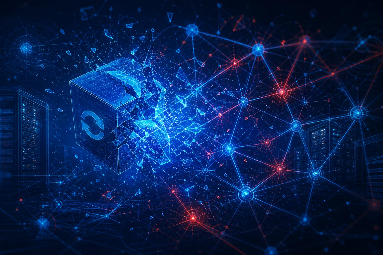 Actualización de software rompiendo una red de nodos interconectados