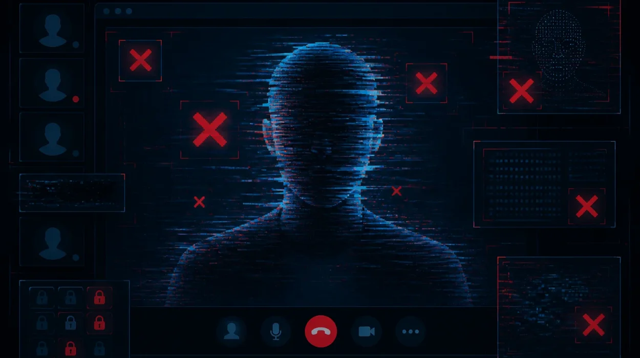 Silueta digital distorsionada en videoconferencia con códigos de verificación fallidos