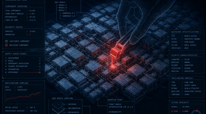 Infiltración técnica y backdoor en la cadena de suministro de software